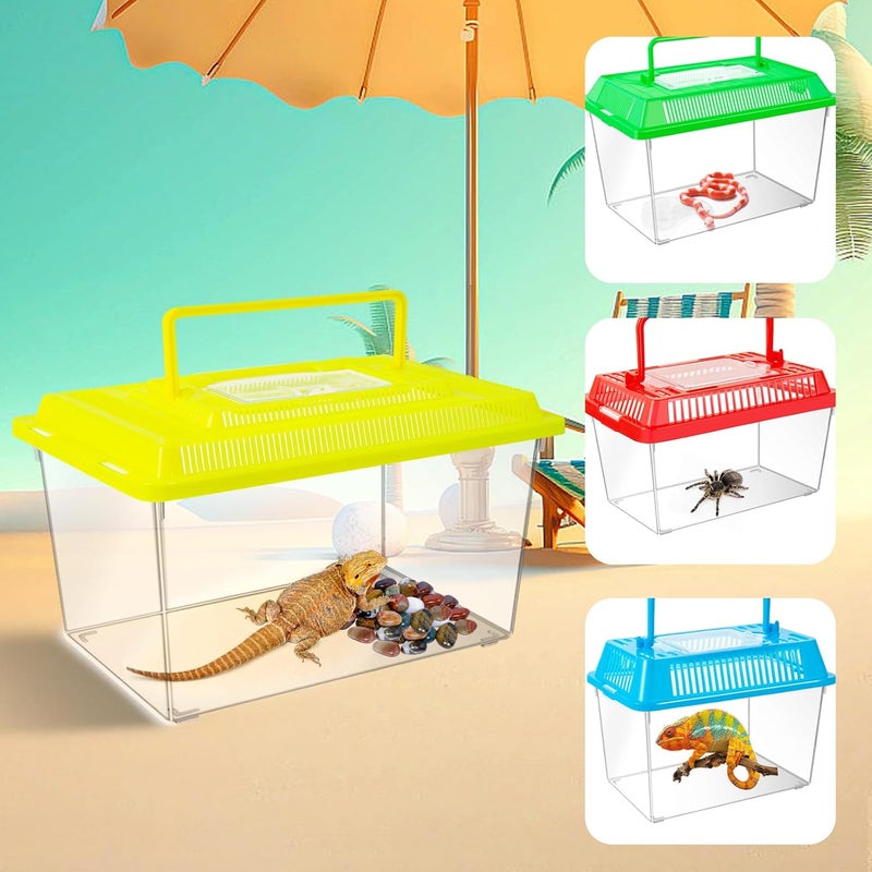 ONLYFU 12Pcs Plastic Reptile Terrariums Carrier Cage, Tarantula Enclosure Breeding Box Hatching Container Transparent Fish Tank Turtle Aquarium with Random Color Lid for Hermit Crab, M(7" x 4.3" x 4.3") - Image 4